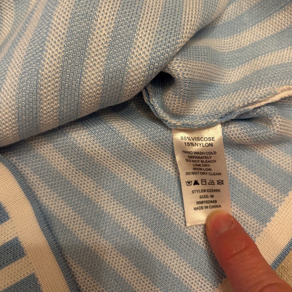 Milk & Honey Knitwear Blue White Striped Sleeveless Polo Sweater Vest Medium - Picture 4 of 6